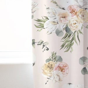 Floral Curtains, Farmhouse Curtains, Neutral Nursery Decor, Baby Girl Nursery Curtains, Sage Green, Greenery, Cream, Peach, Blackout, Sheer