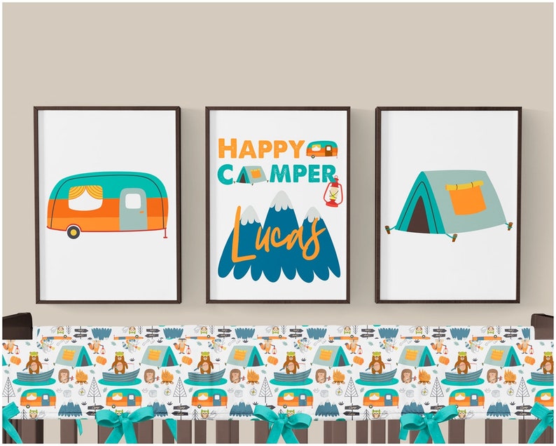 Boy Crib Bedding Camping Woodland Nursery Happy Camper Etsy
