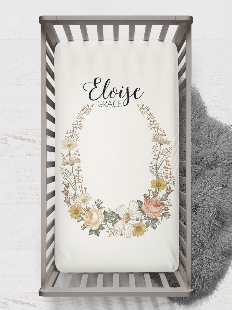 Crib Bedding Girl Vintage Floral Crib Sheet Changing Pad Etsy