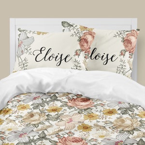 Vintage Style Floral Bedding Set, Comforter, Duvet Cover, Girls Room Decor, Twin, Full, Queen, King, Toddler, Pillowcase Set, Boho