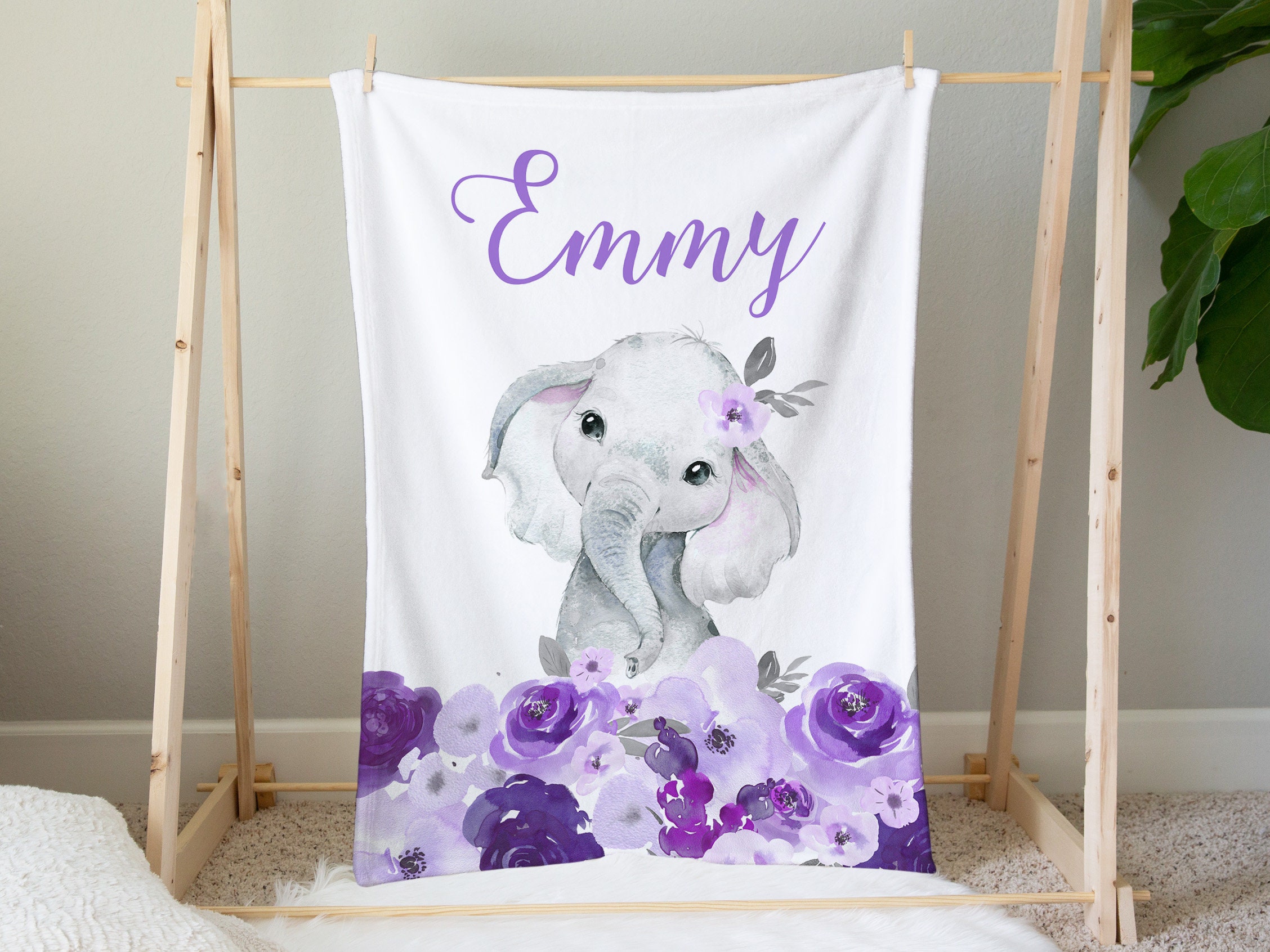 Purple Elephant Blanket Etsy Canada
