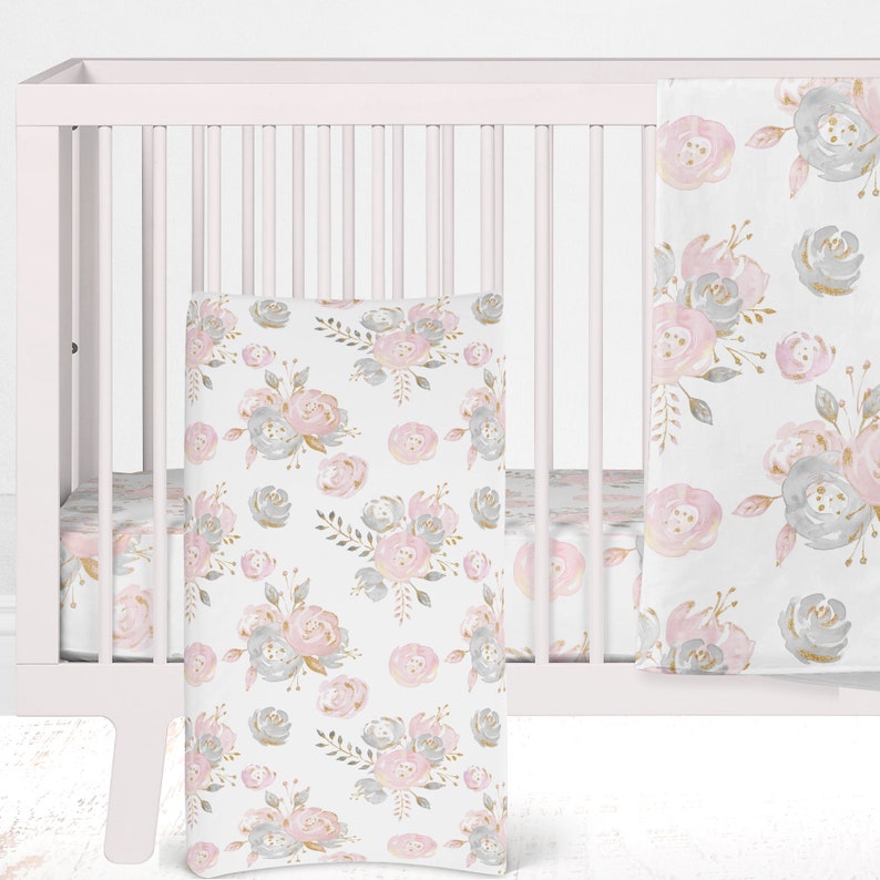 Baby Girl Crib Sheet Floral Baby Girl Nursery Baby Bedding Etsy