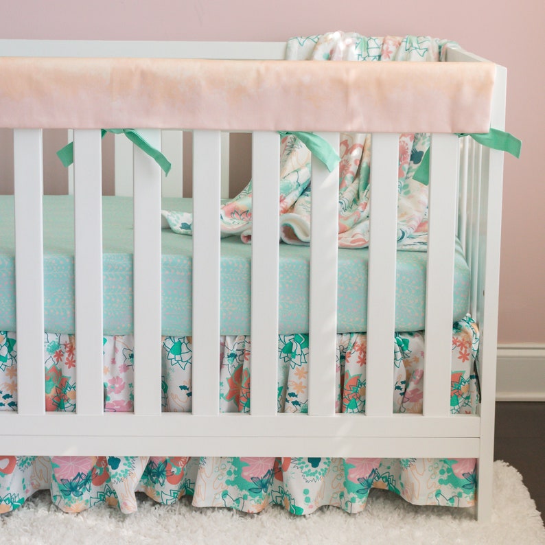 Baby Girl Ocean Crib Bedding Nursery Set Coral Teal Pink Etsy