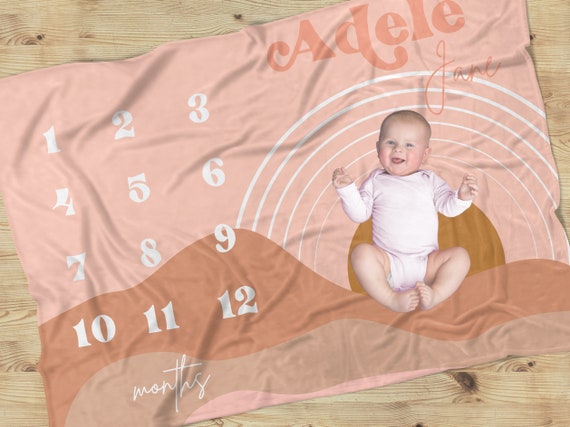 Grande couverture bébé ultra-douce personnalisée prénom et motif
