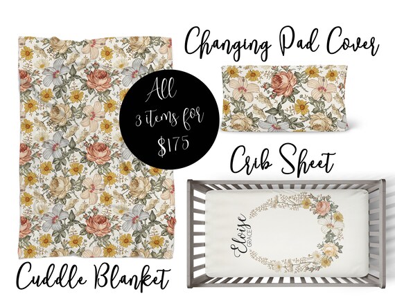 vintage floral cot bedding