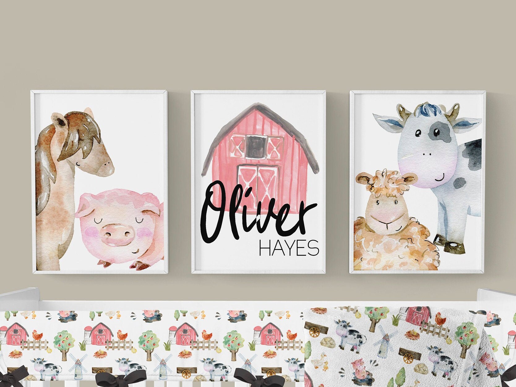 Farm Animal Crib Sheet Barnyard Nursery Barn Cow Pig Crib Etsy