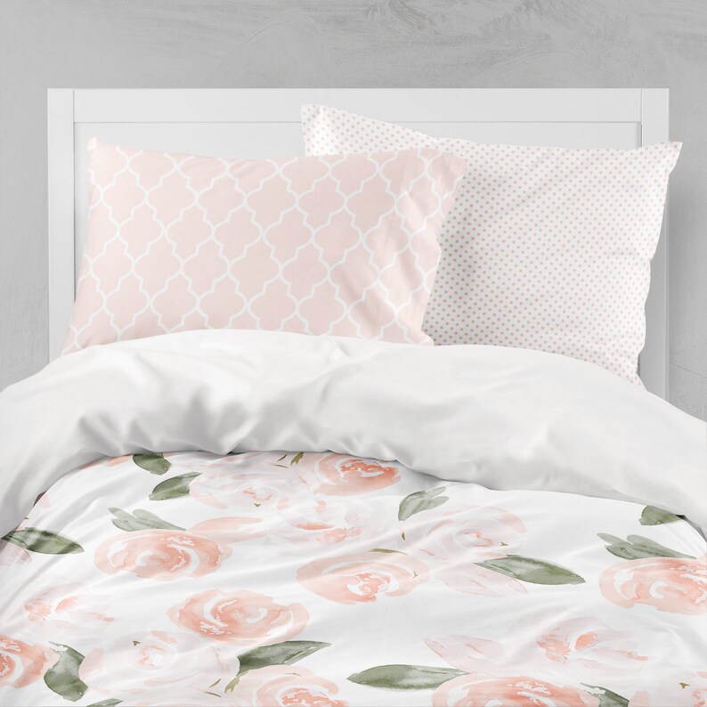 Girl Bedding Set Watercolor Fl Twin Blush Pink Image 0