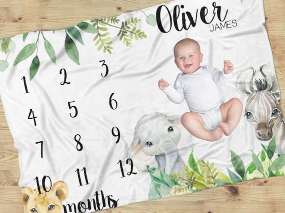 Coperta Jungle Milestone per neonato, Mesi, Personalizzata con nome, Asilo  Safari, Coperta Minky per bambini, Elefante, Leone, Zebra, Regalo per  bambini -  Italia