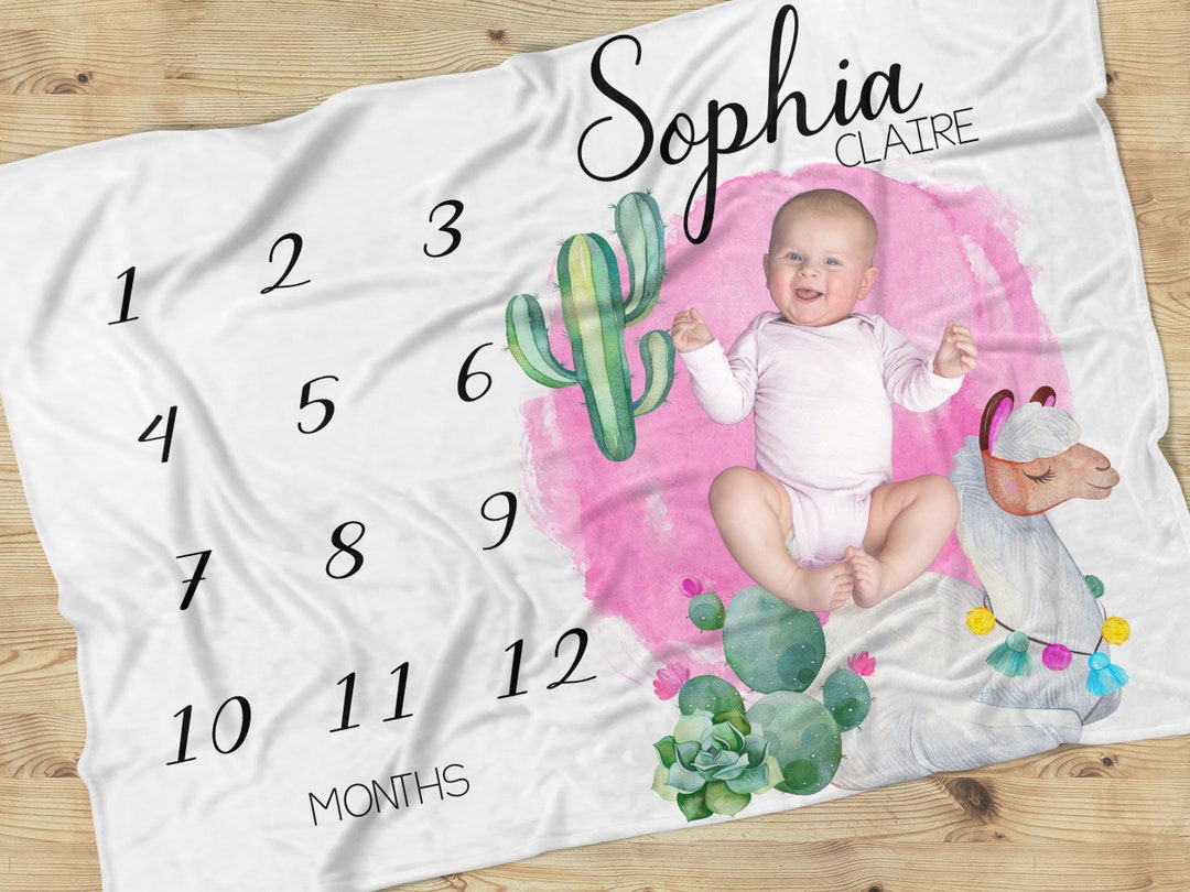 Baby Girl Llama Milestone Blanket Months Personalized With Etsy