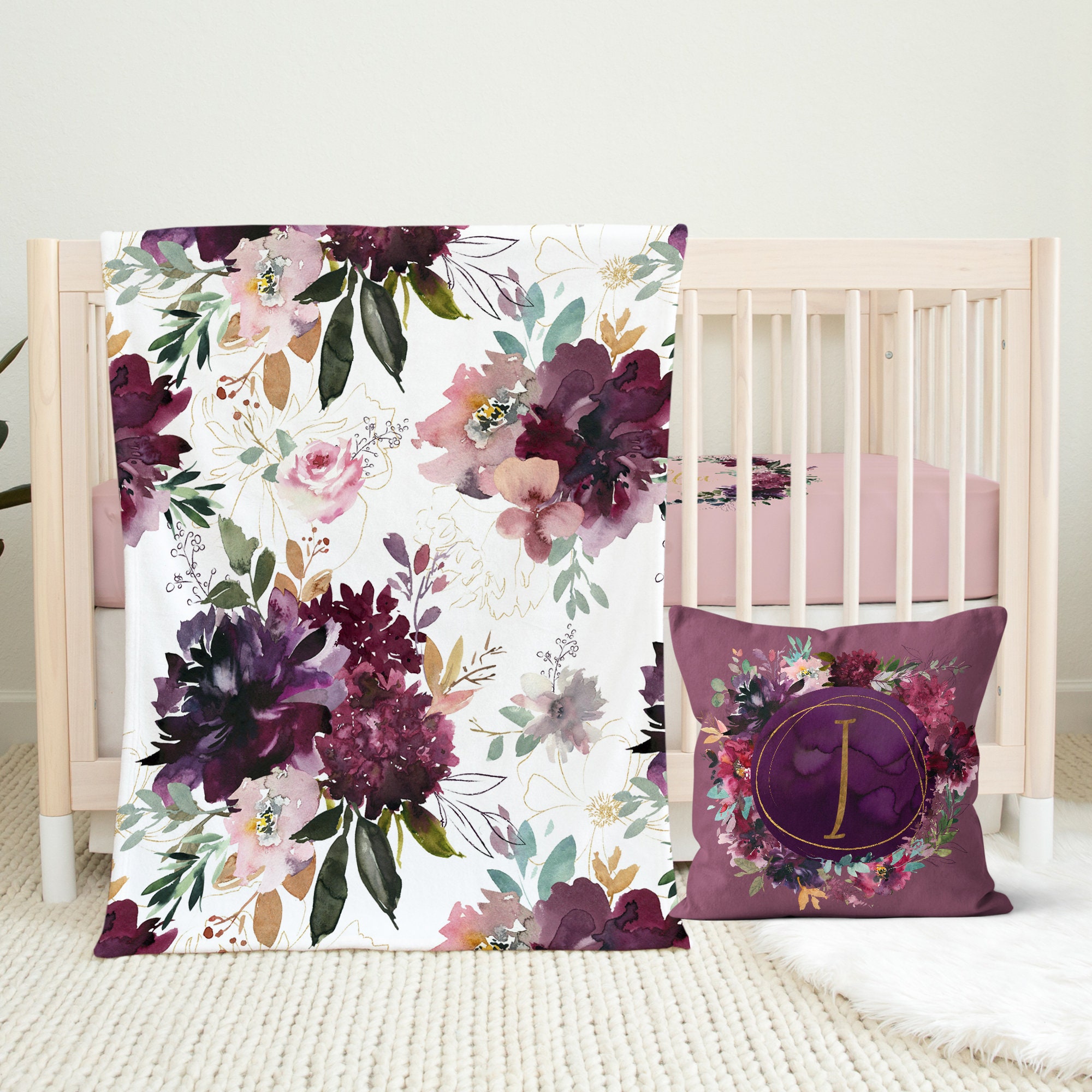 Purple flower crib bedding hotsell