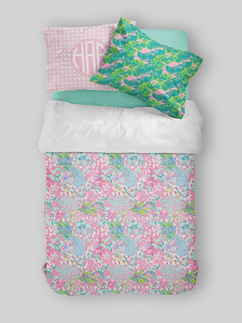 Preppy Girls Room Tropical Girls Bedding Twin Duvet Covers Etsy