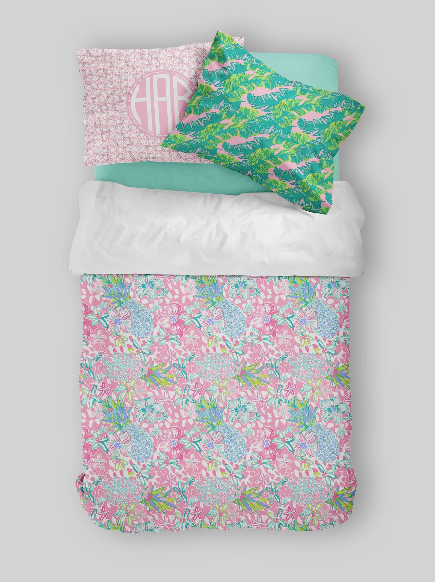 Preppy Girls Room Tropical Girls Bedding Twin Duvet Covers | Etsy
