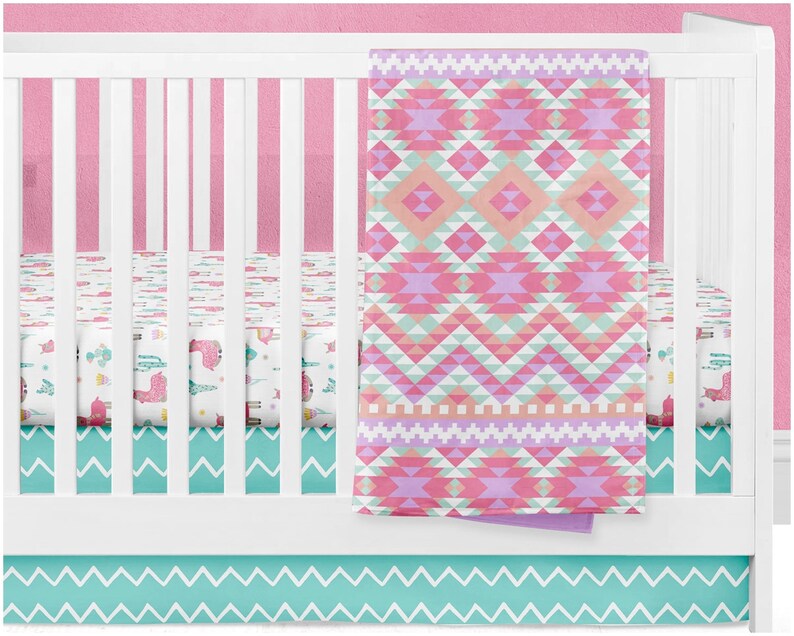 llama and cactus crib bedding