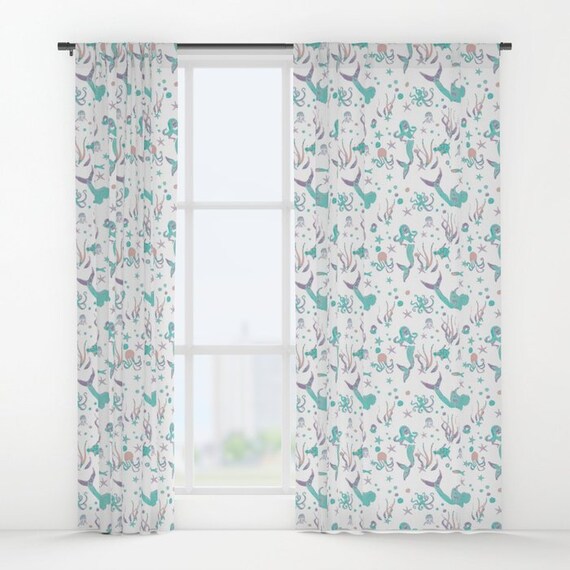 Mermaid Curtains Nursery Curtains Purple Curtain Panels Etsy