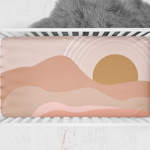 Boho Crib Sheet Baby Girl Bedding Set Desert Sunset Nursery Etsy