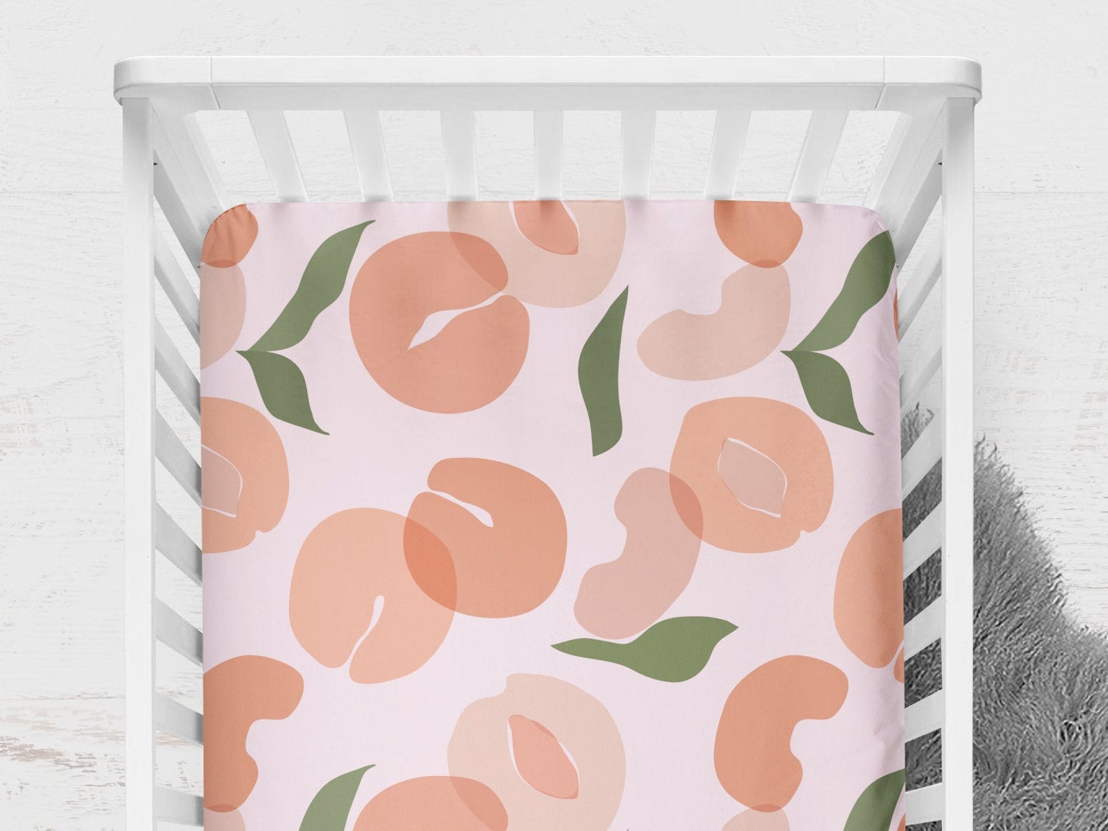 Baby Girl Crib Bedding Peaches Nursery Abstract Floral Baby Etsy
