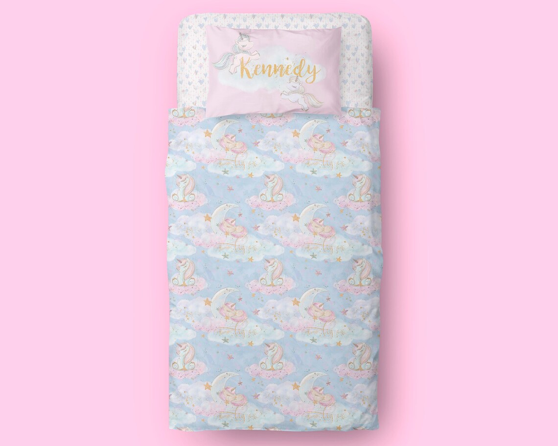 Unicorn Toddler Bedding Set Twin Comforter Full Duvet Cover Etsy
