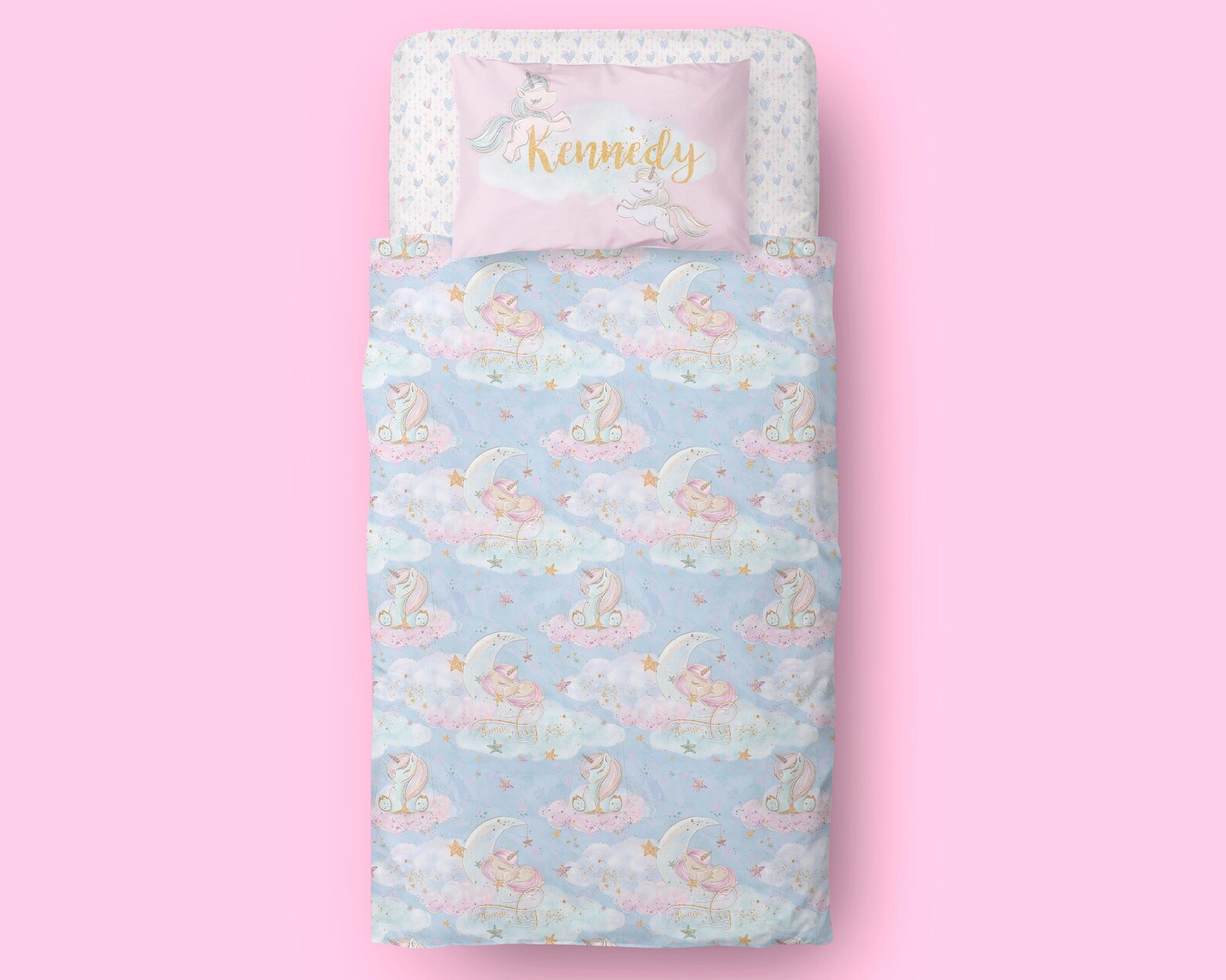 Unicorn Toddler Bedding Set Twin Comforter Full Duvet Cover Etsy