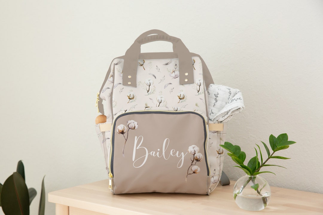 Personalized Baby Girl Diaper Bag, Backpack, Cotton, Farmhouse Nursery ...