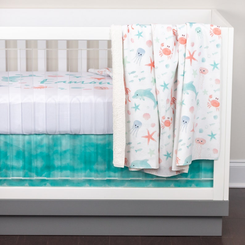 Ocean Crib Bedding Neutral Baby Bedding Sealife Ocean Etsy