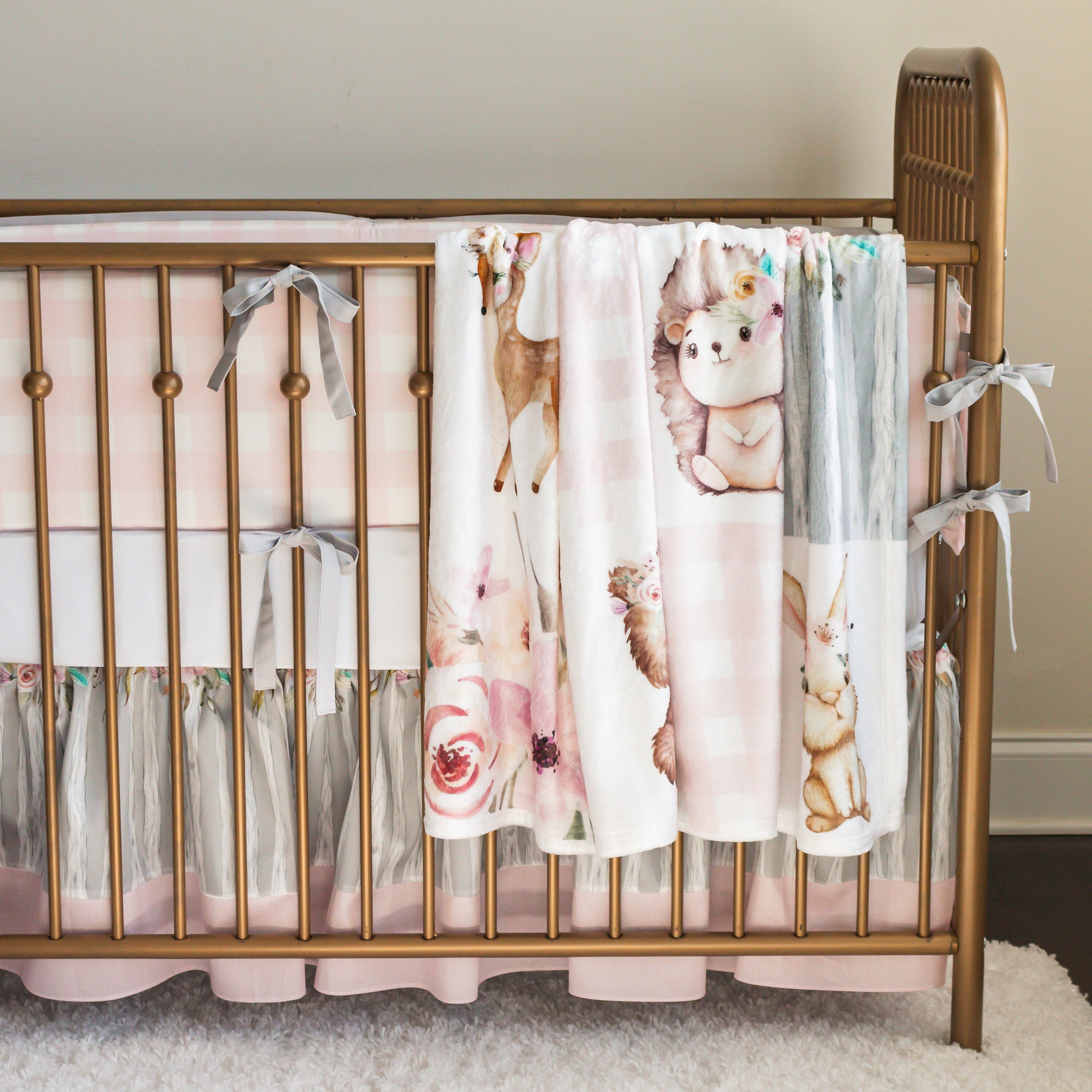 Woodland Girl Crib Bedding Nursery Set Floral Baby Bedding Etsy UK