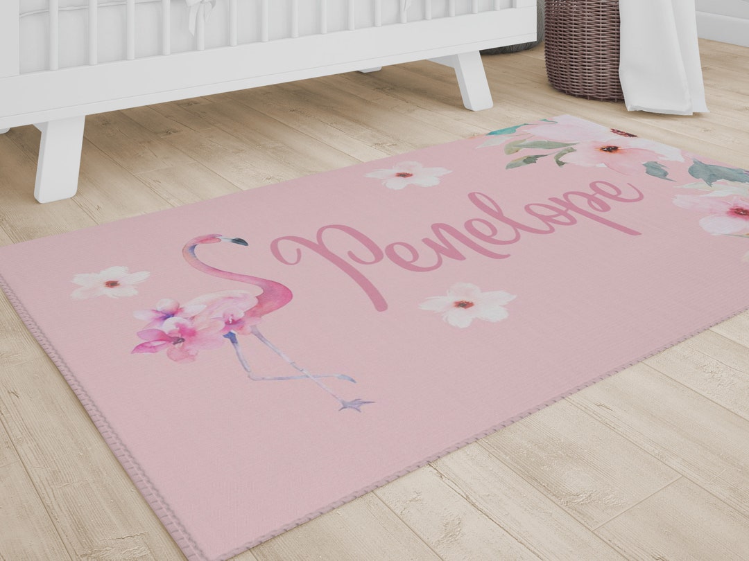Flamingo Floral Rug, Floral Room Decor, Flamingo, Toddler Girls Room ...