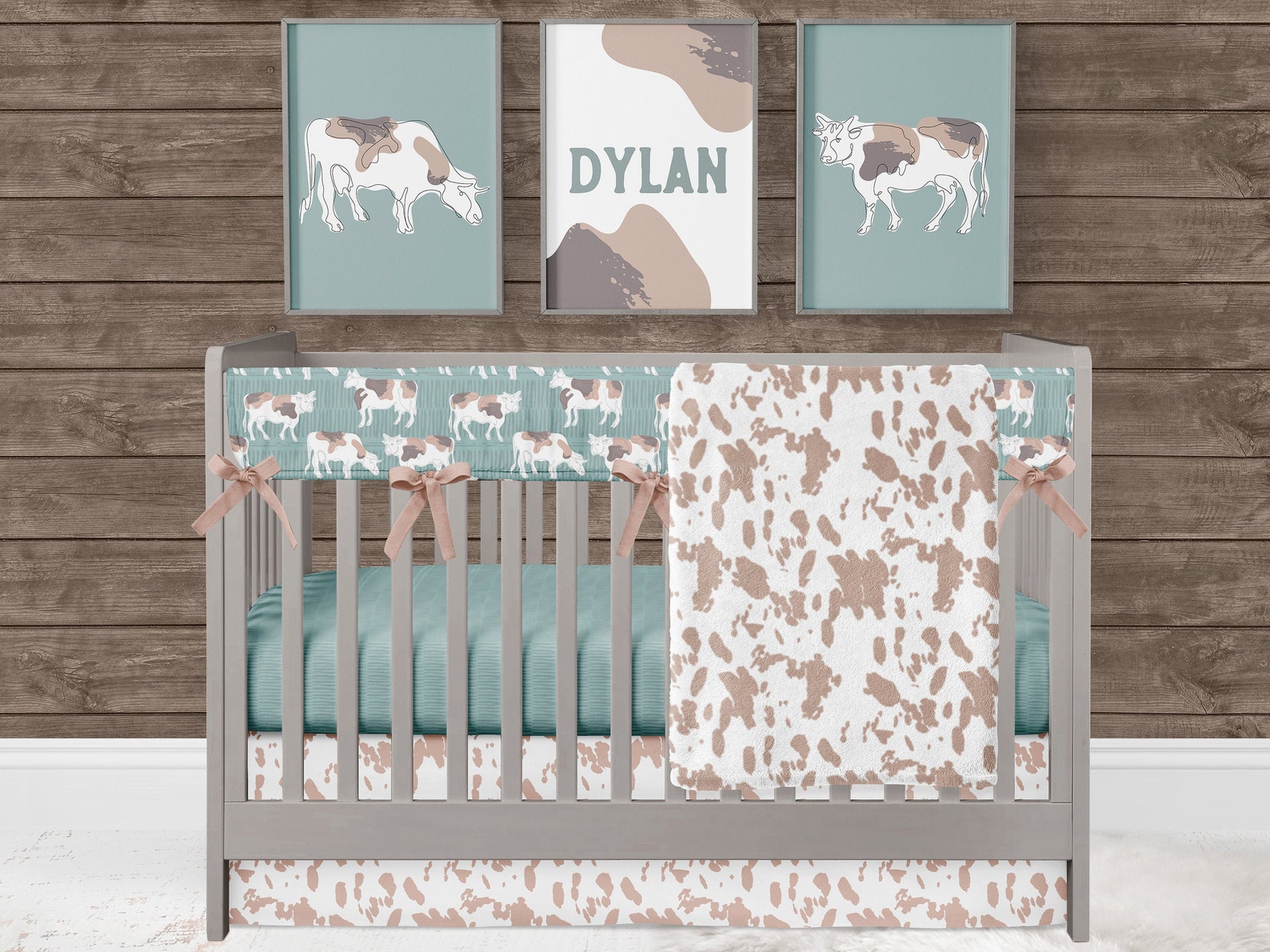 Cow Crib Bedding Set Boy Nursery Farmhouse Baby Bedding Etsy