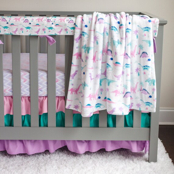 baby girl dinosaur crib bedding