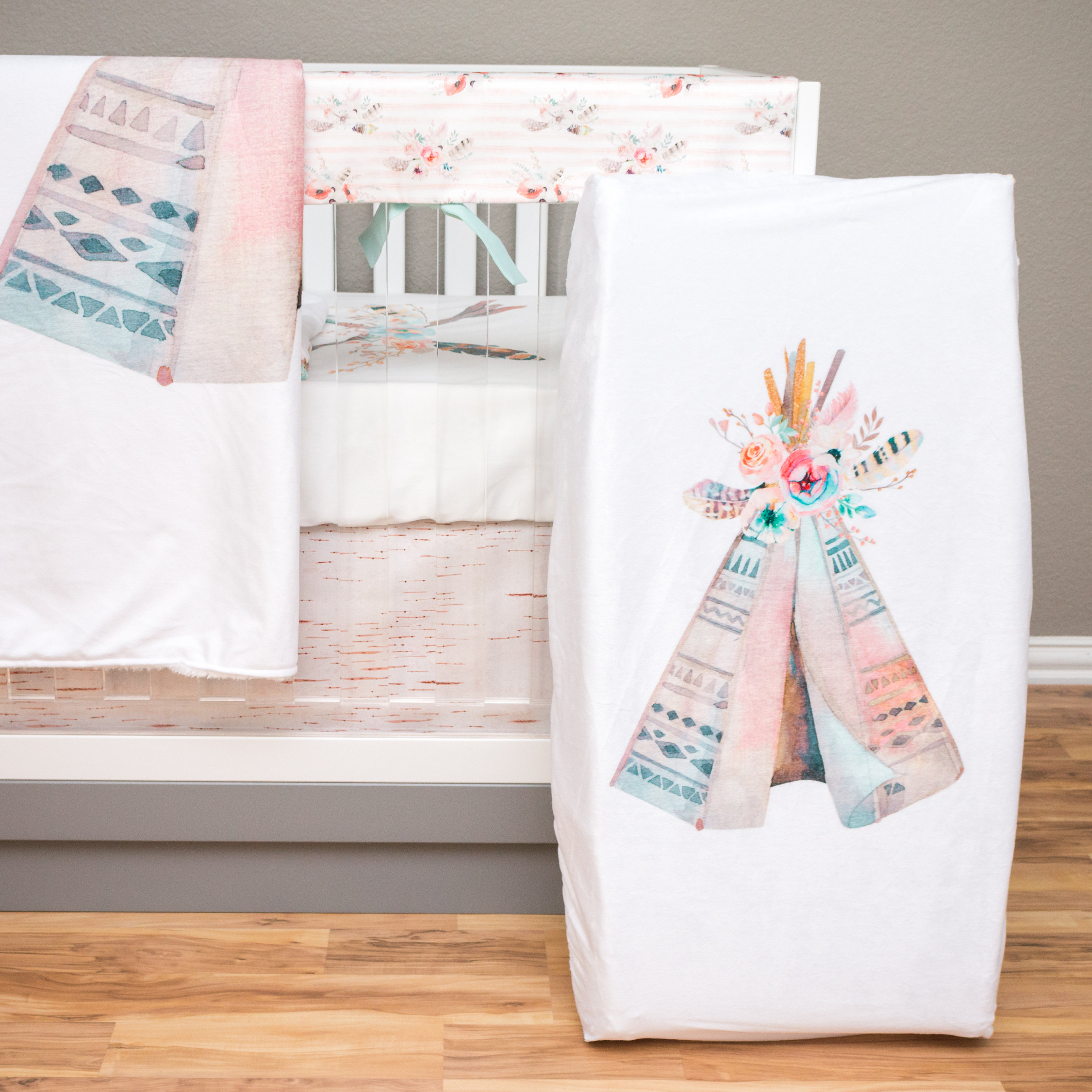 Boho Crib Bedding Tribal Girl Crib Bedding Girl Teepee Etsy