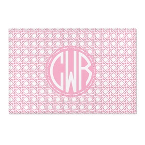 Monogrammed Nursery Rug: Pink Trellis, Preppy Baby Girl Decor image 2