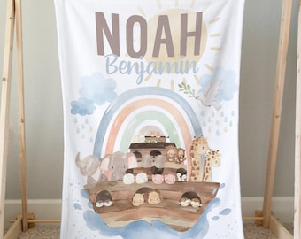 Noah's Ark Personalized Minky Blanket