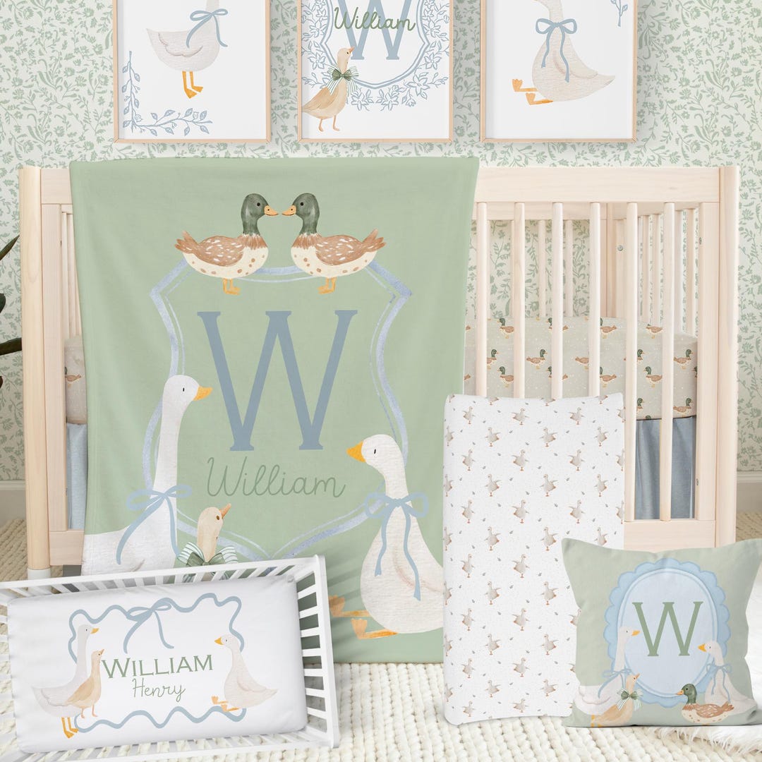 Mallard Duck Crib Bedding: Vintage Cottage Nursery Decor - Etsy