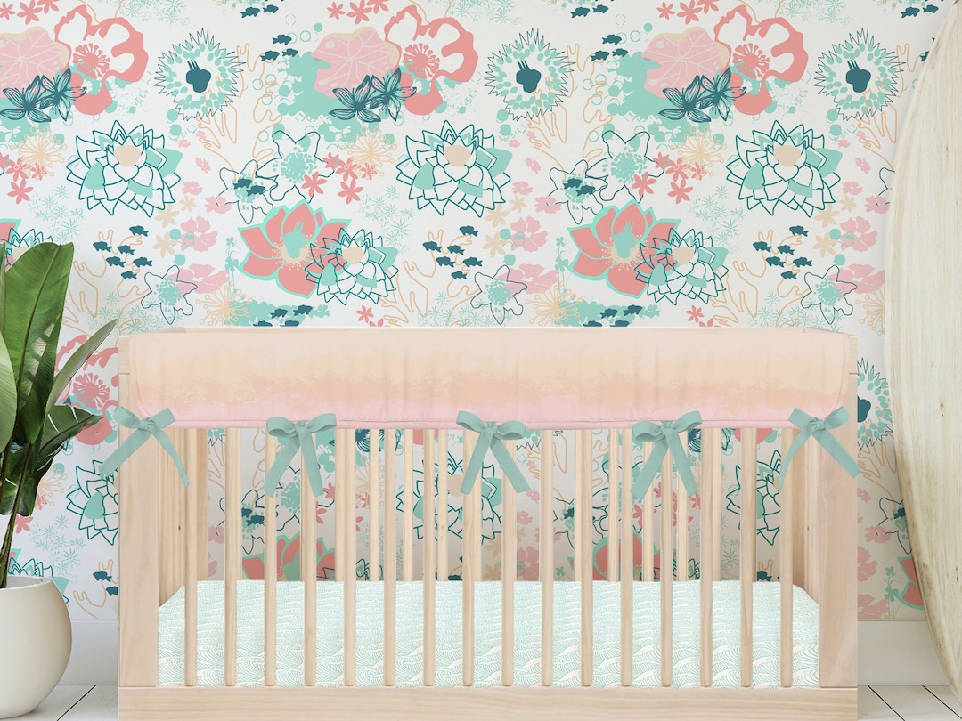 Ocean Floral Wallpaper, Kids Room Removable Wallpaper, Peel Stick