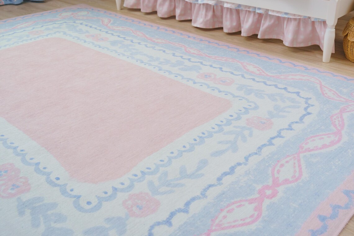 Preppy Rug Designs Kids Rug | Preppy Heirloom Ribbon - Etsy