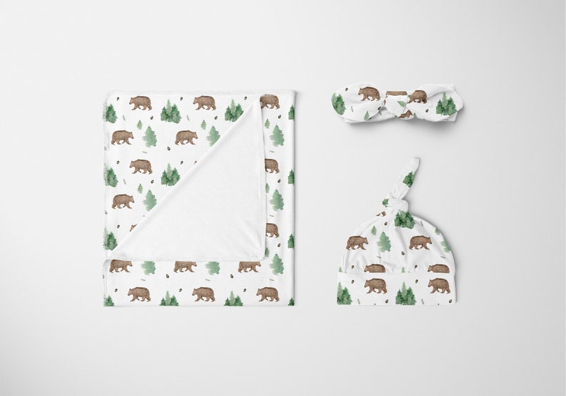 Brown Green Woodland Nursery Forest Crib Bedding Bear Baby Bedding Personalized Toddler Sheet Baby Boy Nursery Boy Crib Sheet