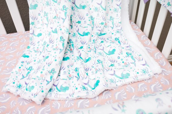 Baby Girl Crib Bedding Mermaid Nursery Set Seashell Crib Etsy