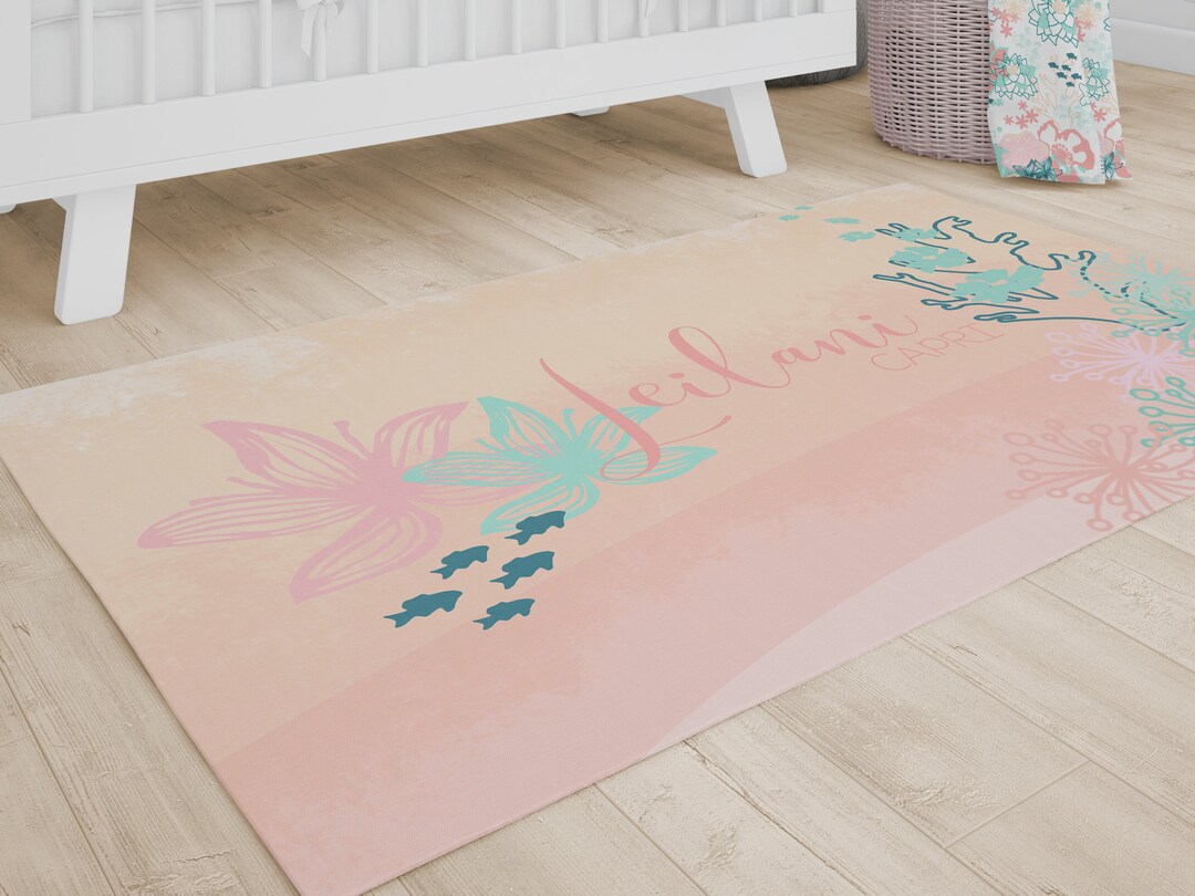 Ocean Nursery Rug, Baby Girl Nursery Decor, Coastal Kids Room, Sea