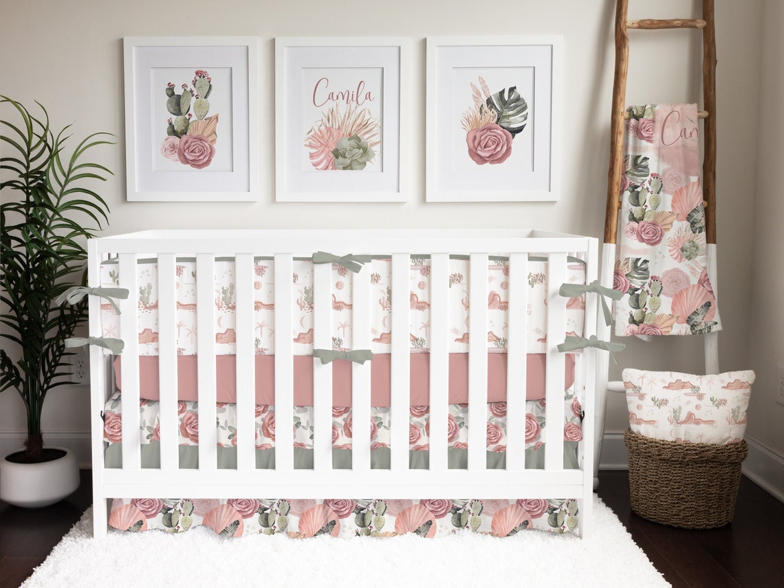 Baby Girl Floral Crib Bedding Nursery Set Desert Rose Baby Etsy