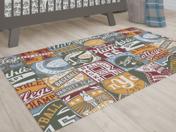 Baseball rug for nursery hot sale