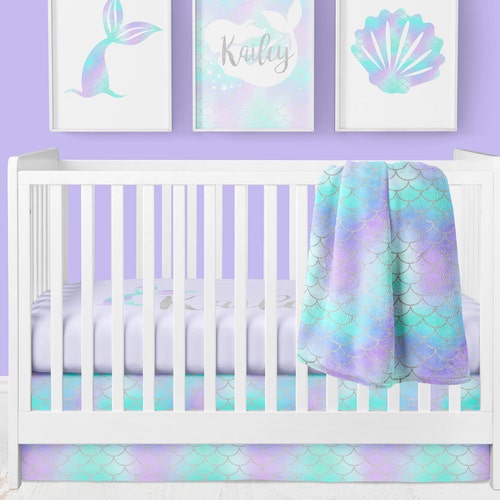 Mermaid Nursery Baby Girl Crib Bedding Set Mermaid Scale Etsy