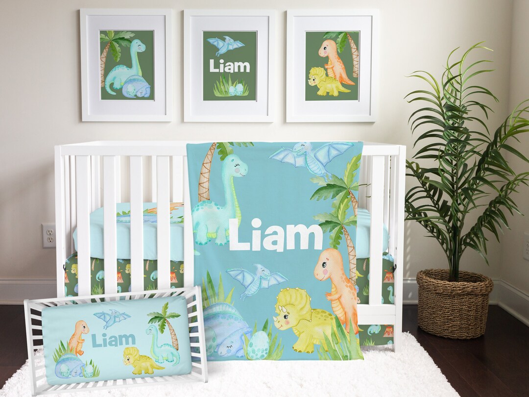 Baby Boy Crib Bedding Set Dinosaur Baby Bedding Boy Nursery Etsy