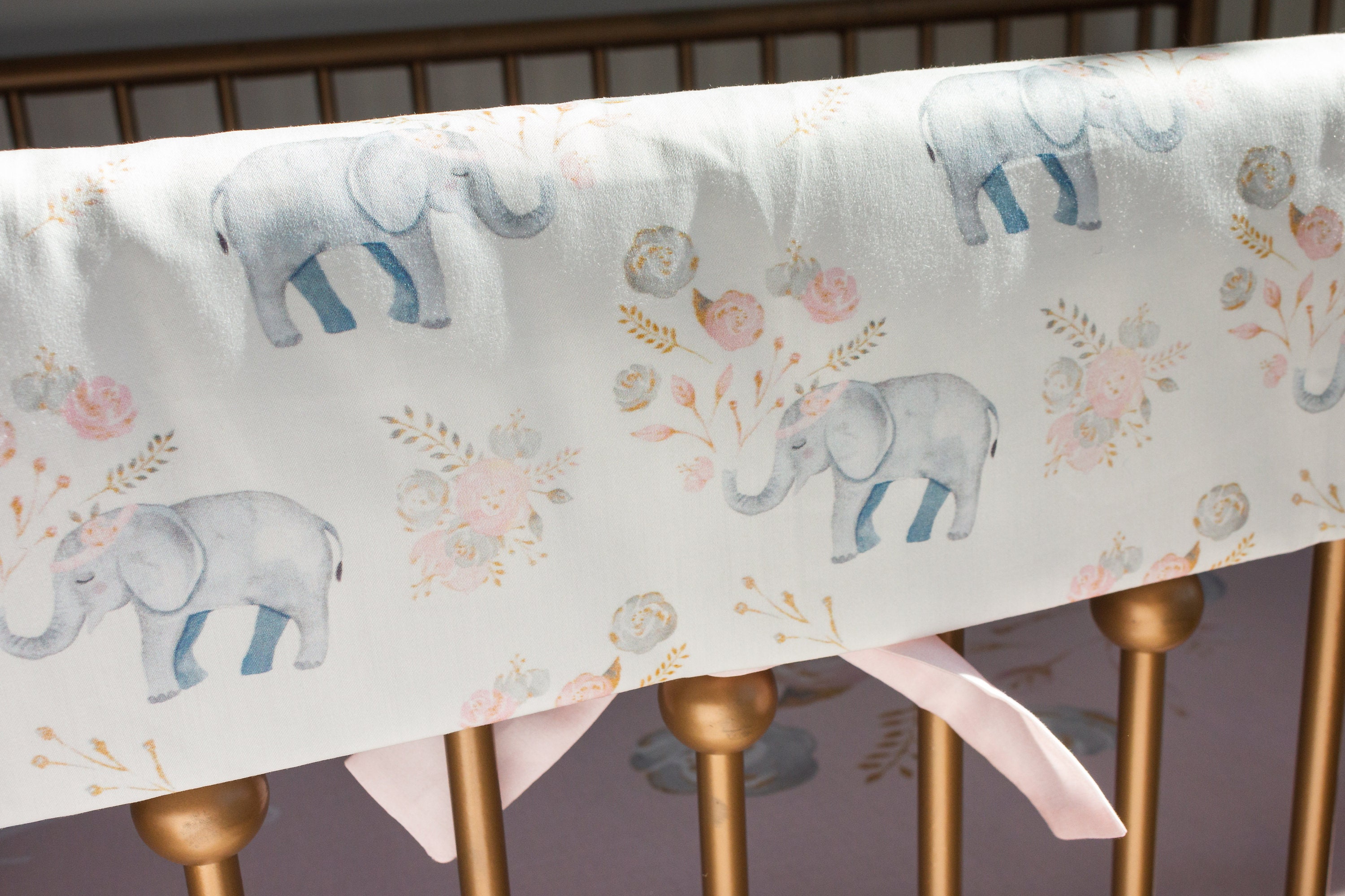 Crib Bedding Baby Girl Elephant Nursery Bedding Floral Etsy