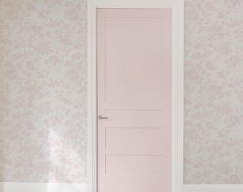 Pink Toile Peel and Stick Wallpaper: Grandmillennial Nursery Decor