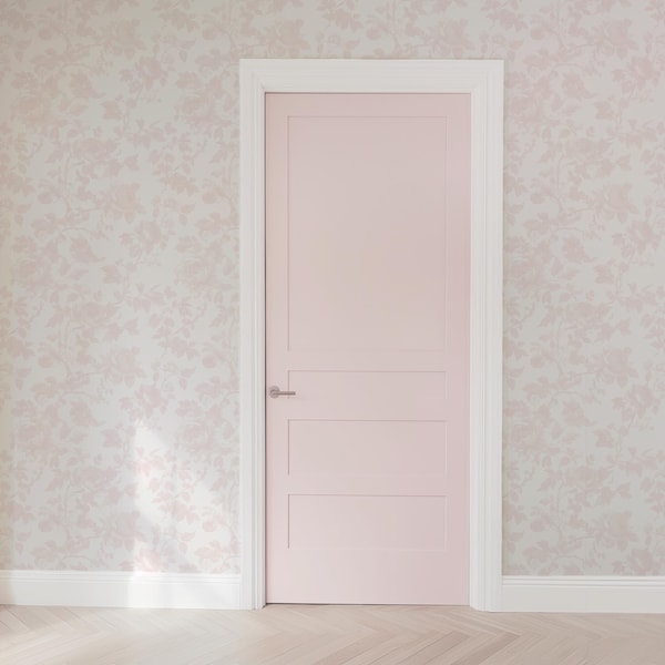 Pink Toile Peel and Stick Wallpaper: Grandmillennial Nursery Decor