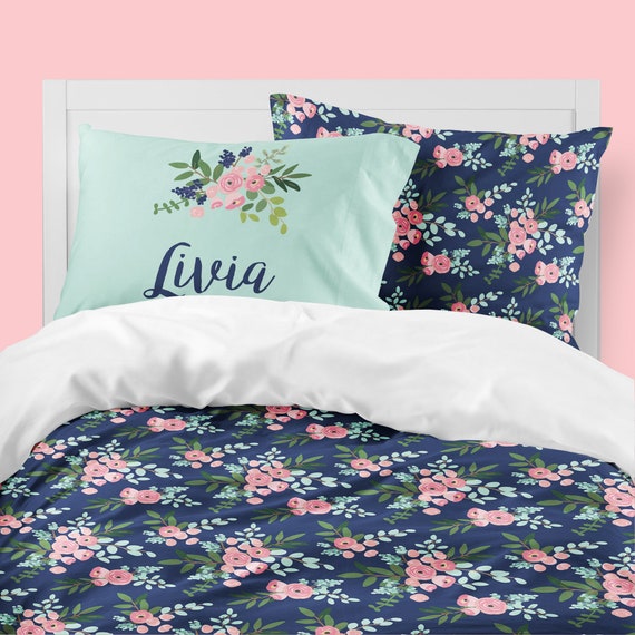navy girls bedding