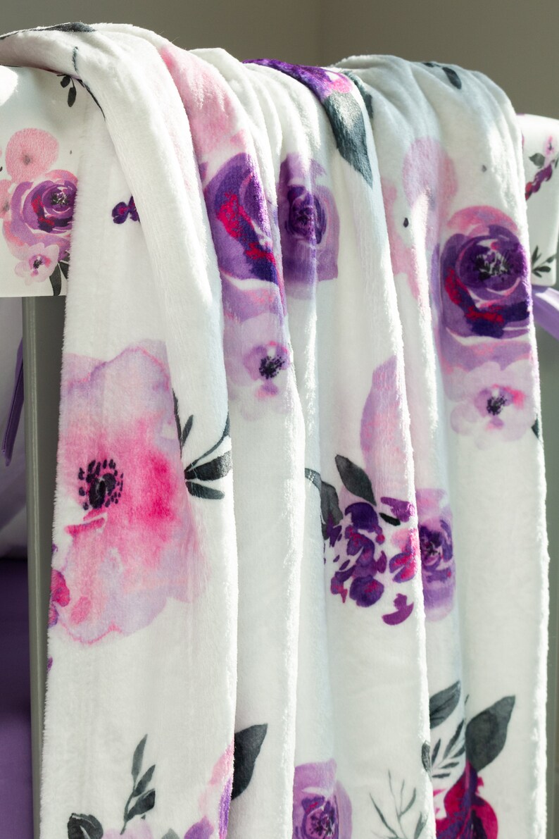 Crib Bedding Baby Girl Nursery Bedding Set Purple Floral Etsy Canada