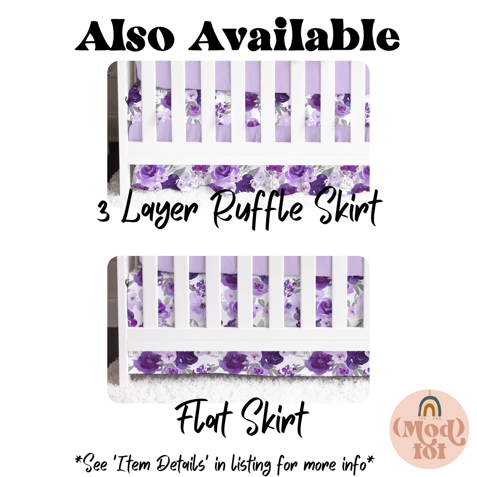 Purple Floral Girl Crib Bedding Set Elephant Lilac Baby Etsy