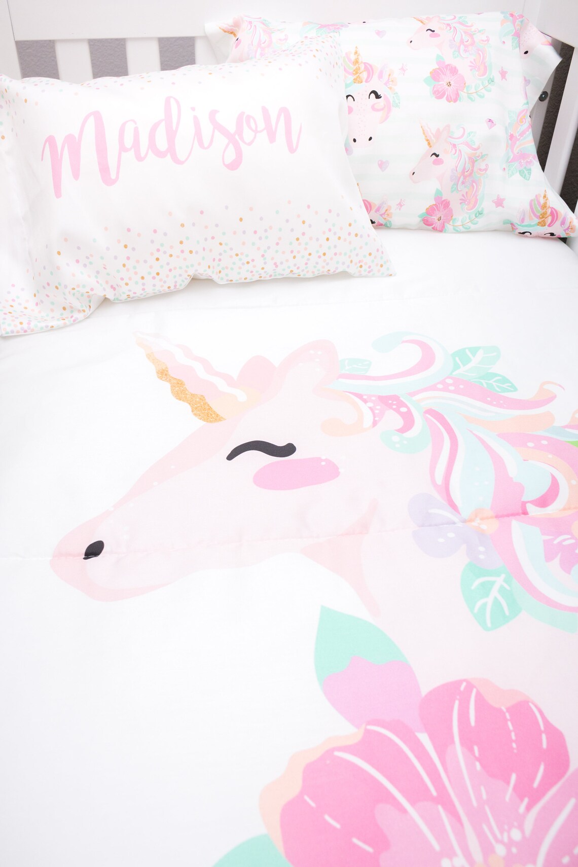 Toddler Bedding Set Unicorn Toddler Room Toddler Comforter Etsy