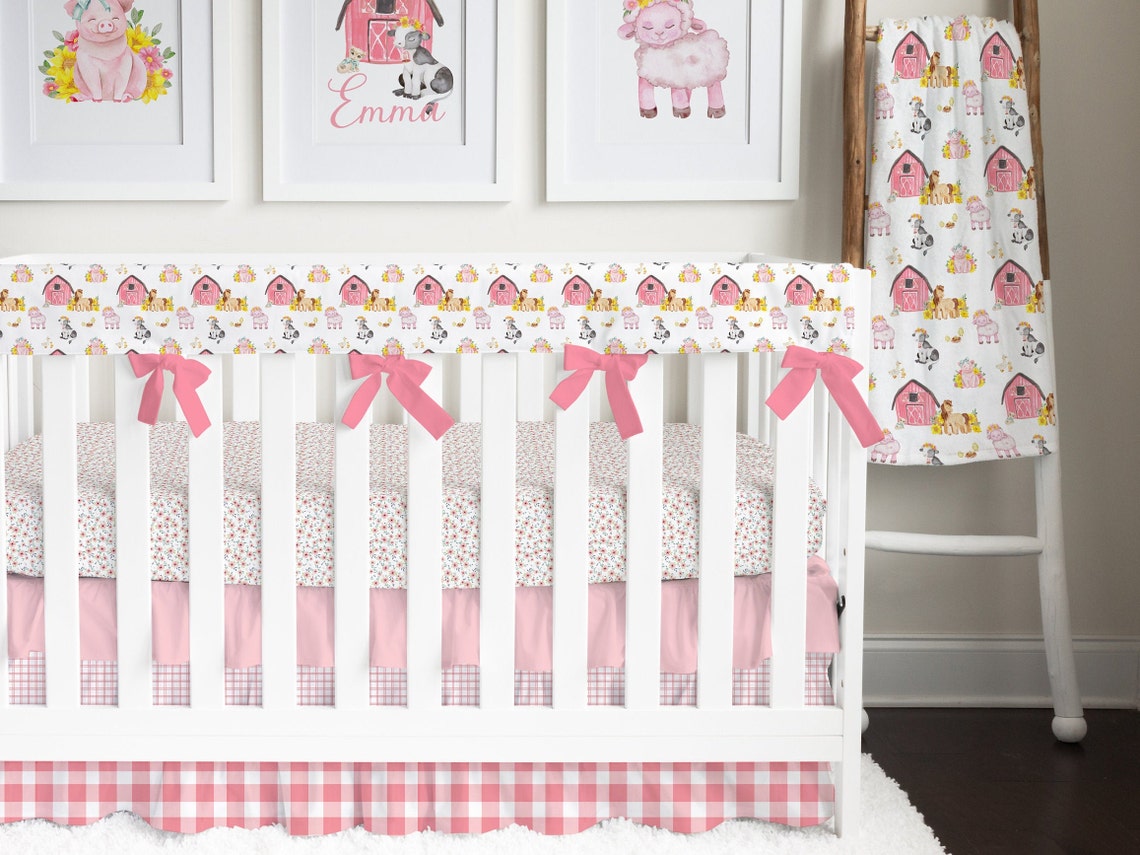 Crib Bedding Set Girl Farm Nursery Cow Baby Bedding Girl Etsy