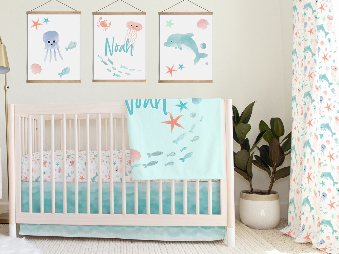 Baby Bedding Set Sea Crib Bedding Ocean Nursery Baby Boy Etsy